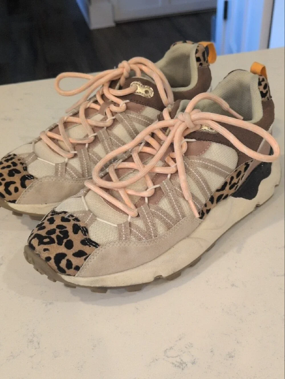 MIA WomensNeutral Leopard Accent Sneakers - Pink Beige